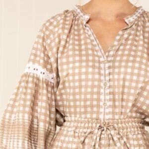 Palm Noosa Chiku Top in Brown Gingham